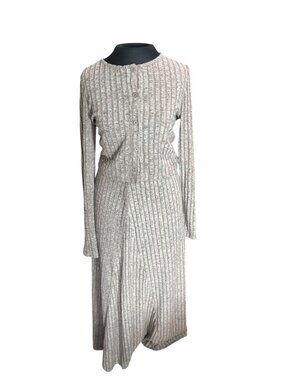 Shein Womens Ribbed Knit Long Sleeve Button-Front Cardigan with Matching Midi Sk